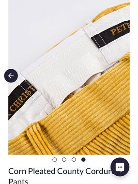 English Designer Peter Christian Corn Pleated Corduroy Pants Mustard Yellow EUC!